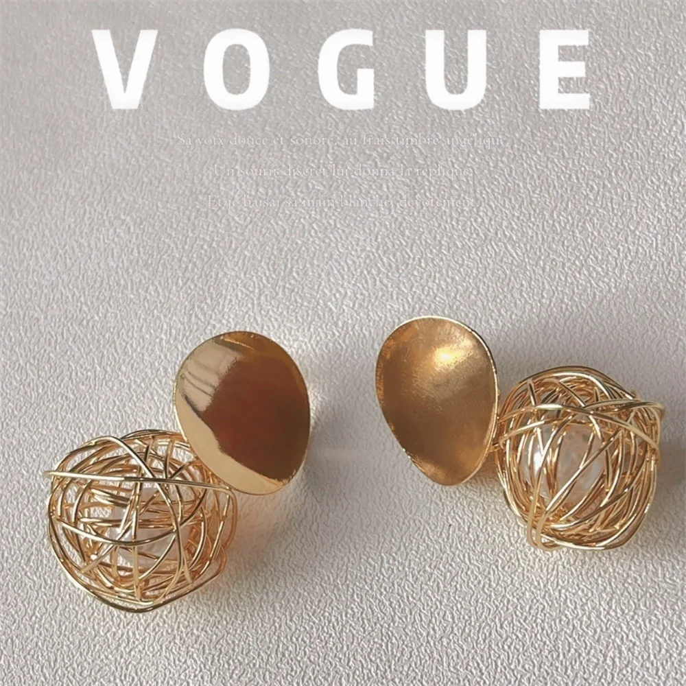 *YESENAI* Gold x Pearl Braided Ball Design Fashion Earrings